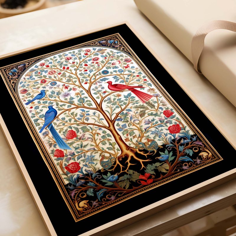 Tree of Life | Blue and Red Birds Poster | William Morris | Wall Wallpaper Print - Image 2