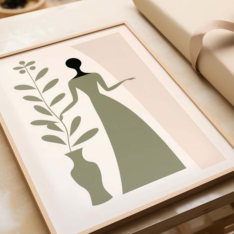 Sage Green Blush Matisse Style | Boho Minimalist Botanical - Image 2