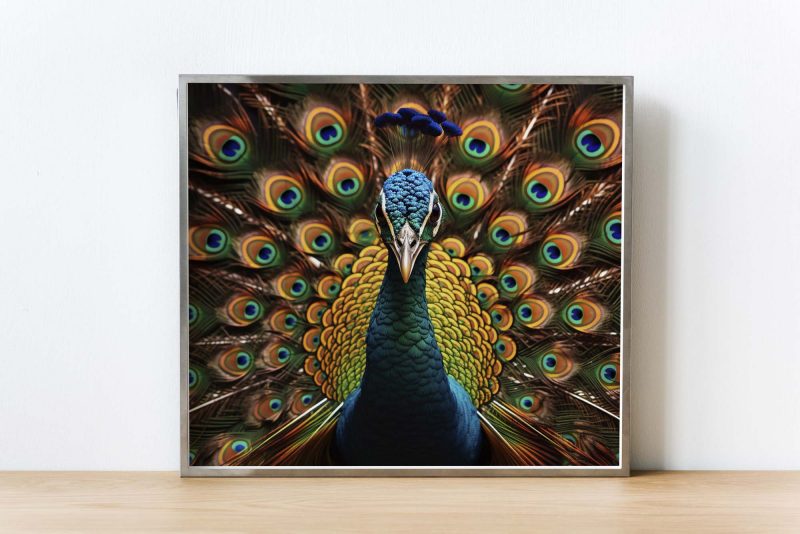 Peacock Stare with Open Wings | Majestic Photography Poster