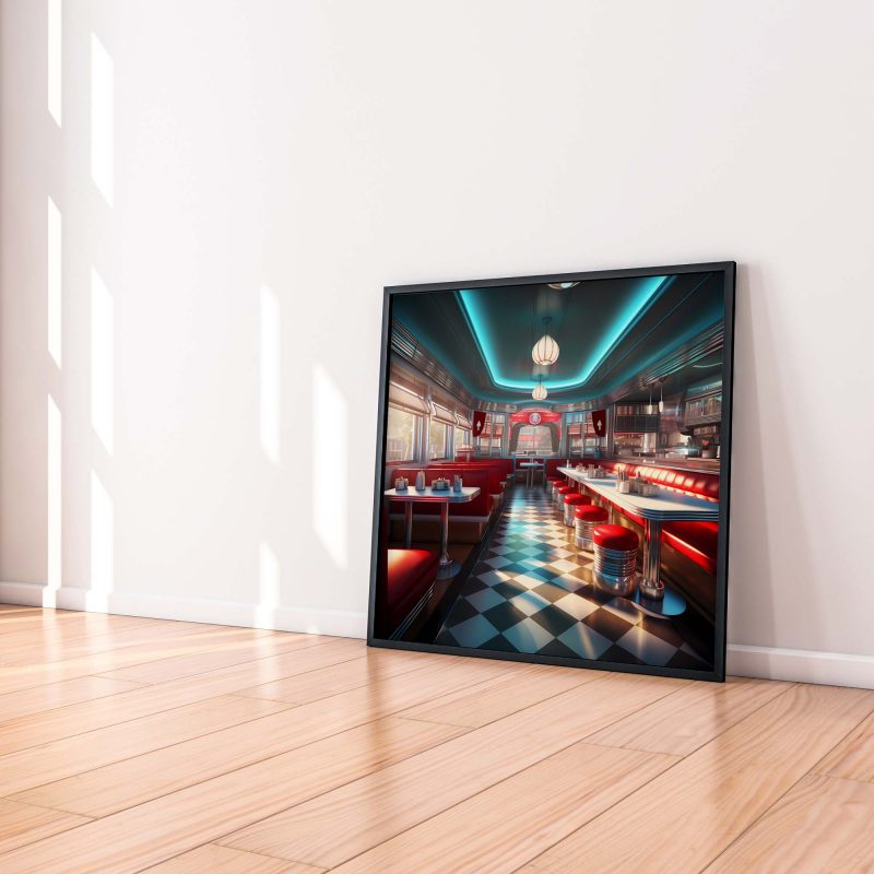 1950s American Diner in Red and Blue Poster | Retro Photography prints, - Image 4
