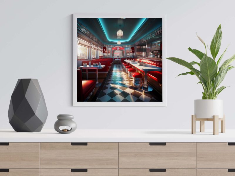1950s American Diner in Red and Blue Poster | Retro Photography prints, - Image 6