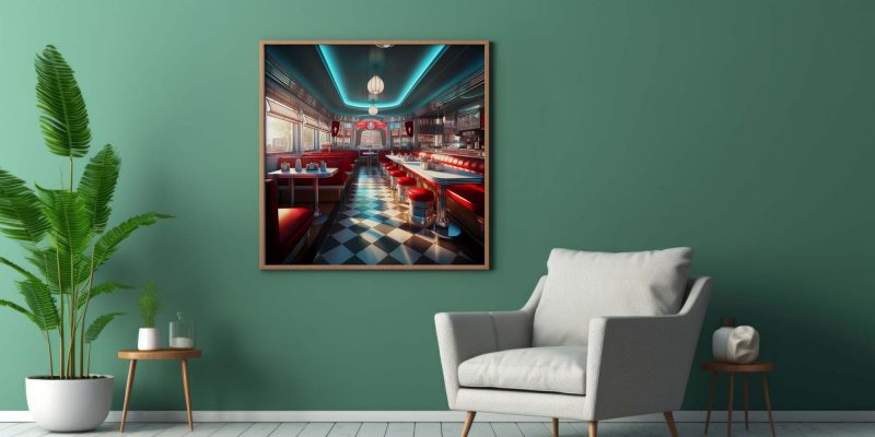 1950s American Diner in Red and Blue Poster | Retro Photography prints, - Image 7