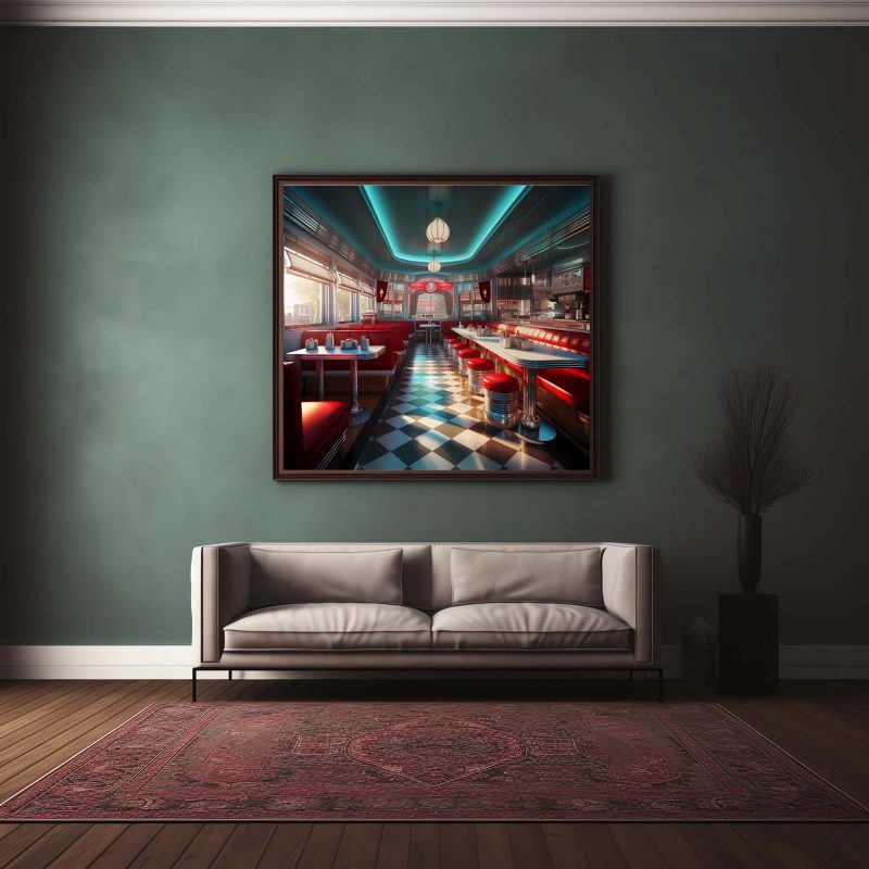 1950s American Diner in Red and Blue Poster | Retro Photography prints, - Image 11