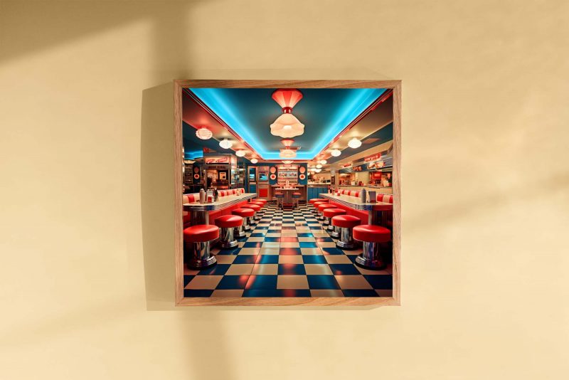 1950s neon American Diner with Checkers Floor - Image 4