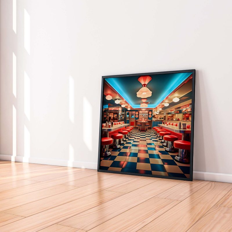 1950s neon American Diner with Checkers Floor - Image 5
