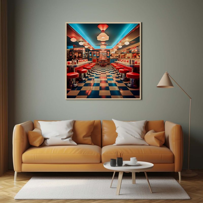 1950s neon American Diner with Checkers Floor - Image 11