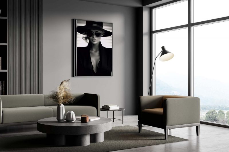 90s Topmodel in Black - Fotoposter