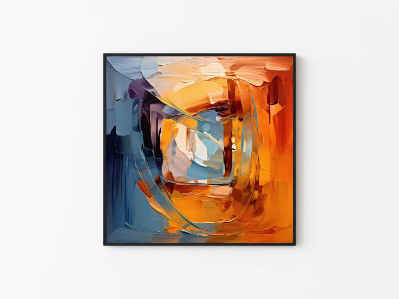Abstract Oil Painting - Poster in Orange and Blue - Image 2