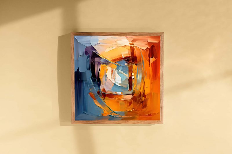 Abstract Oil Painting - Poster in Orange and Blue - Image 3