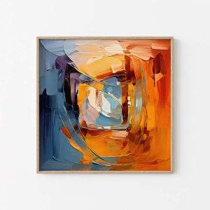 Abstract Oil Painting - Poster in Orange and Blue