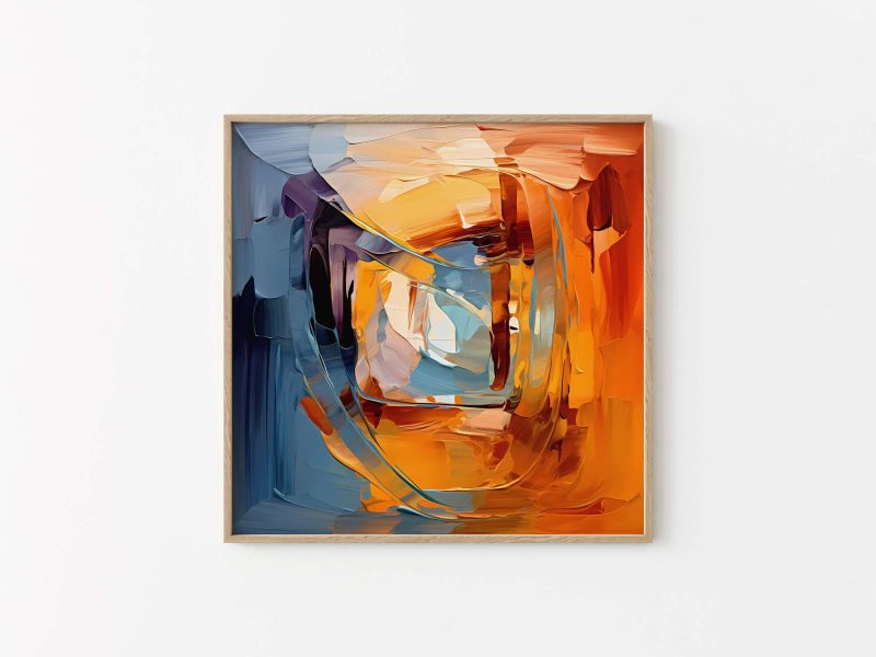 Abstract Oil Painting - Poster in Orange and Blue