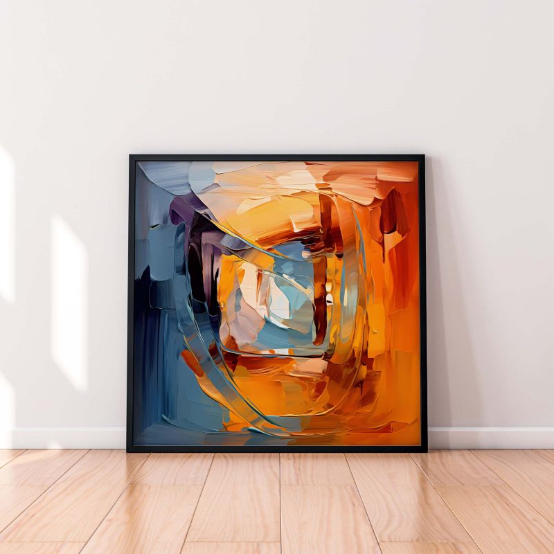 Abstract Oil Painting - Poster in Orange and Blue - Image 6