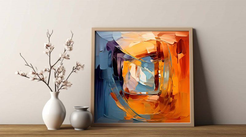 Abstract Oil Painting - Poster in Orange and Blue - Image 9