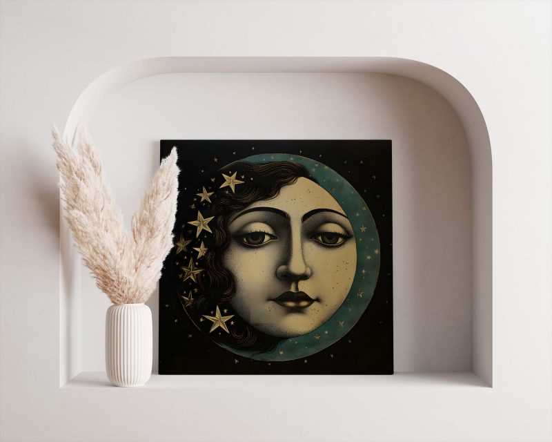 Antique Moon Face Picture Poster, Victorian Wallart, Dark Victorian Arts - Image 2