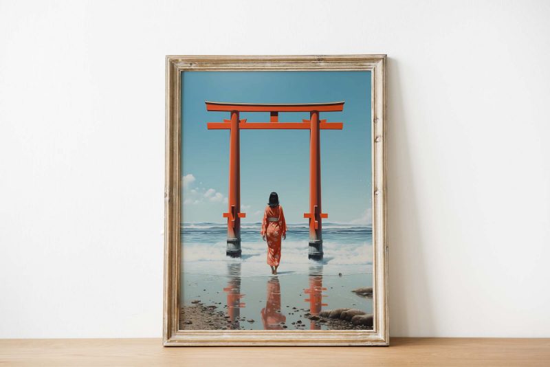 At the Japan Beach | Torii Gate Poster - Image 4