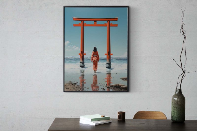 At the Japan Beach | Torii Gate Poster - Image 2