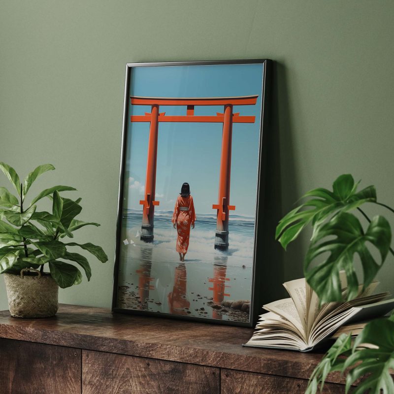 At the Japan Beach | Torii Gate Poster - Image 8