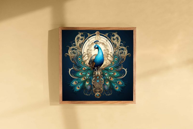 Beautiful Peacock Illustration Poster | Royal Peacock Design Print - Image 3