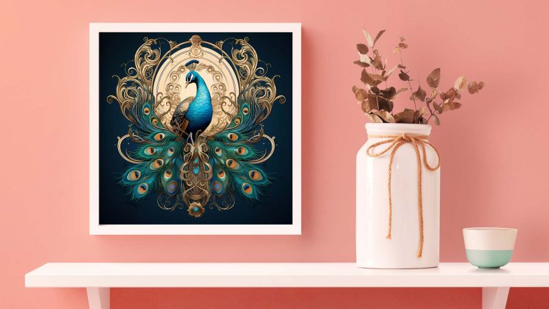 Beautiful Peacock Illustration Poster | Royal Peacock Design Print - Image 5