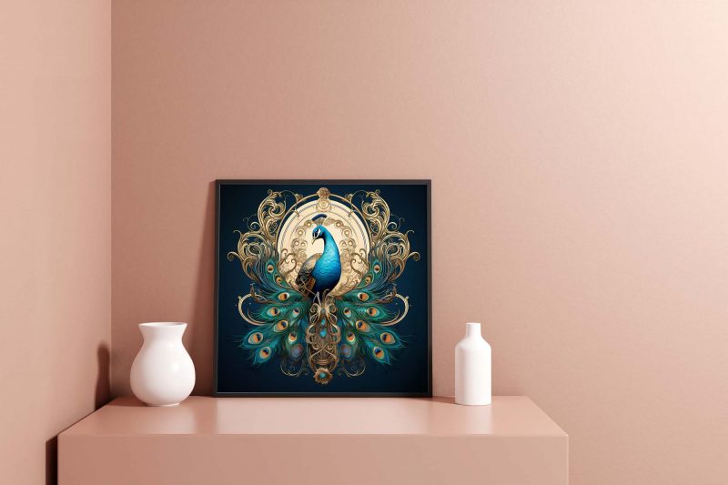 Beautiful Peacock Illustration Poster | Royal Peacock Design Print - Image 7
