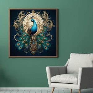 Beautiful Peacock Illustration Poster | Royal Peacock Design Print