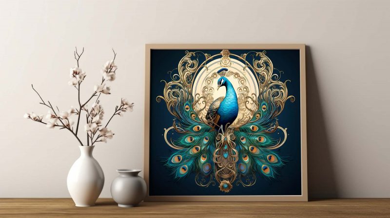 Beautiful Peacock Illustration Poster | Royal Peacock Design Print - Image 9