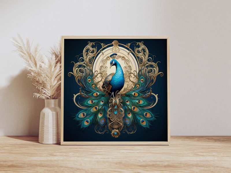 Beautiful Peacock Illustration Poster | Royal Peacock Design Print - Image 10
