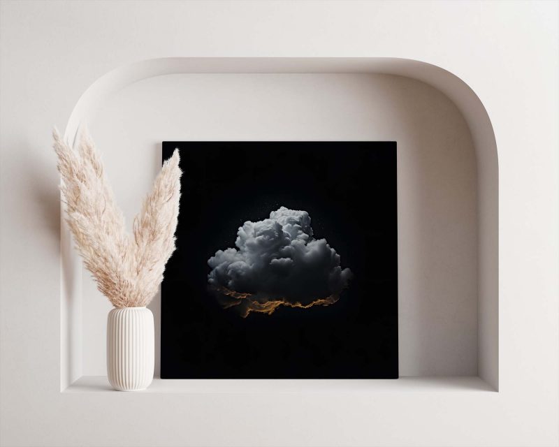 Black Blue Cloud Wall Art - Dark Night Sky - Image 4