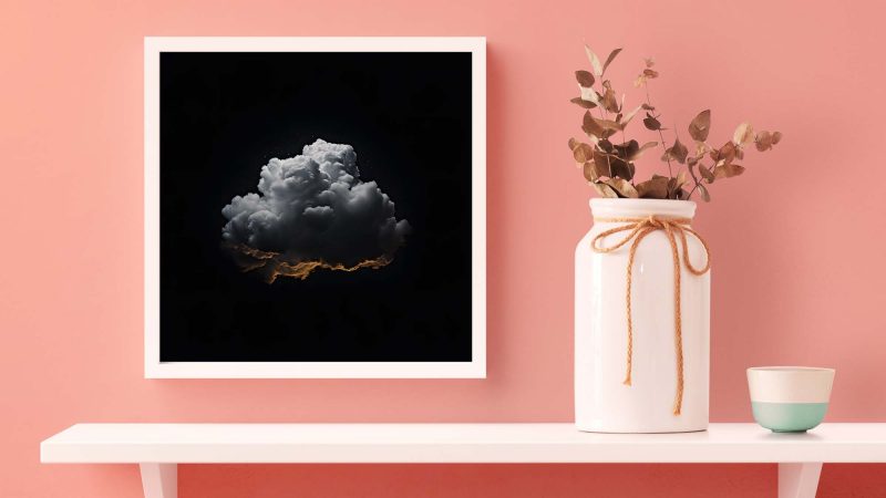 Black Blue Cloud Wall Art - Dark Night Sky - Image 3
