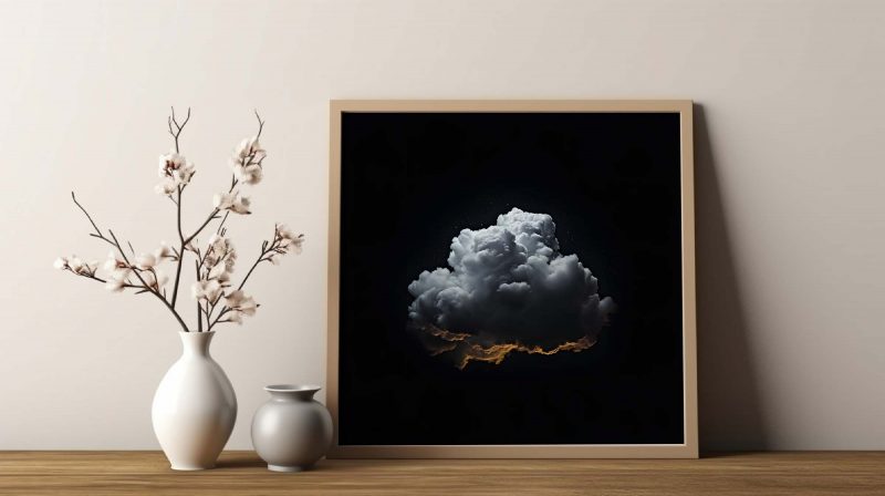 Black Blue Cloud Wall Art - Dark Night Sky - Image 9