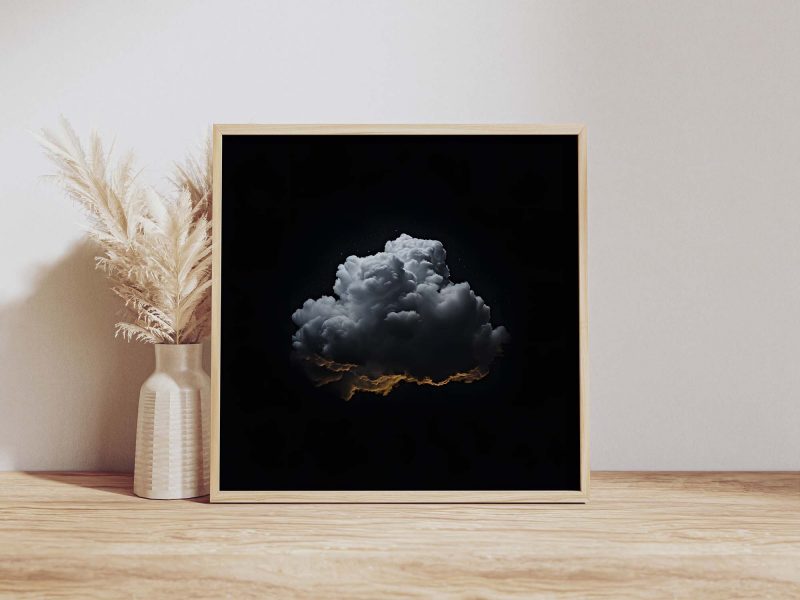 Black Blue Cloud Wall Art - Dark Night Sky - Image 2