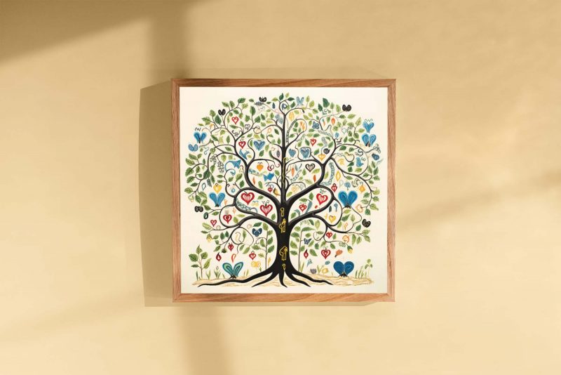 Black Tree of Life on White - Klimt Style Poster - Image 3