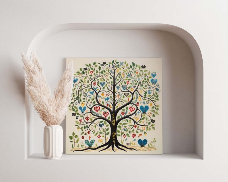 Black Tree of Life on White - Klimt Style Poster - Image 2