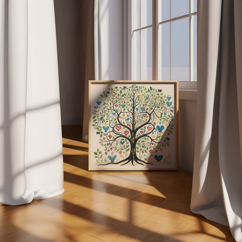 Black Tree of Life on White - Klimt Style Poster - Image 4