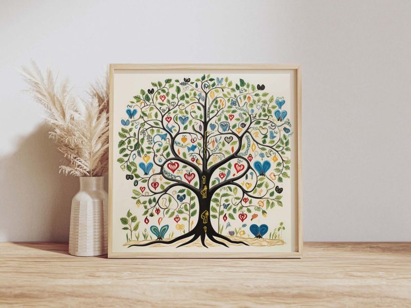 Black Tree of Life on White - Klimt Style Poster - Image 9