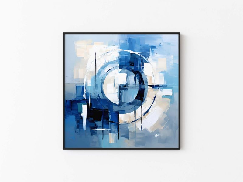 Blue Circle - Abstract Oil Painting Poster, Abstract Poster - Image 2