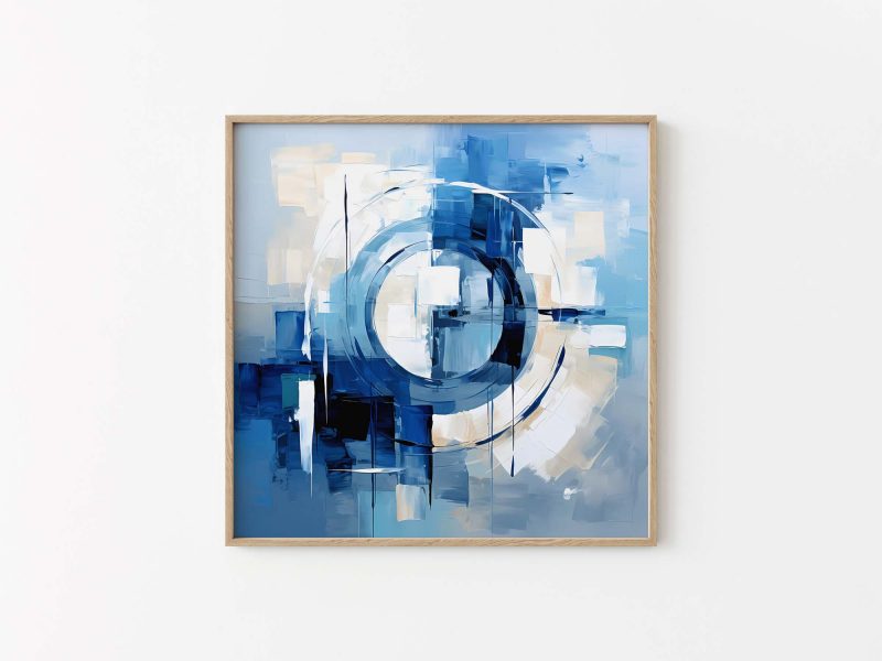Blue Circle - Abstract Oil Painting Poster, Abstract Poster - Image 4