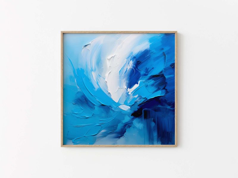 Blue Oil Clouds - Abstraktes Poster für zeitgenössische Kunstliebhaber