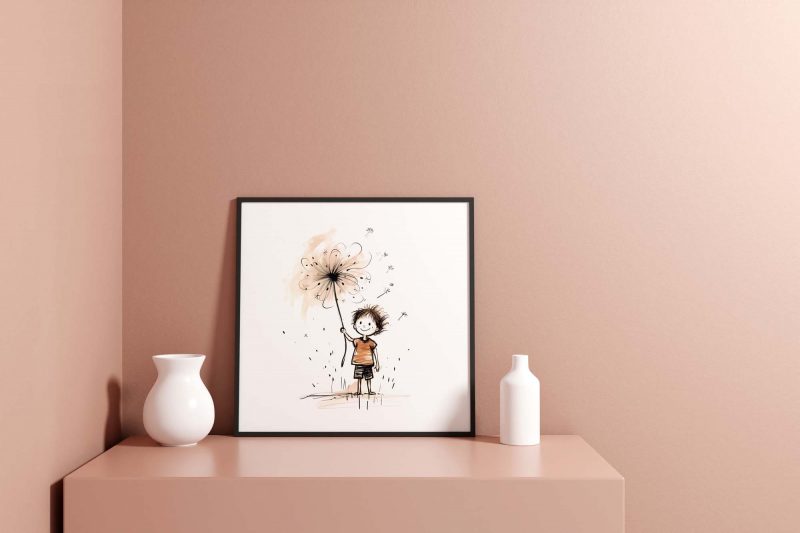 Boy holding a Dandelion | Cute Poster - Image 7
