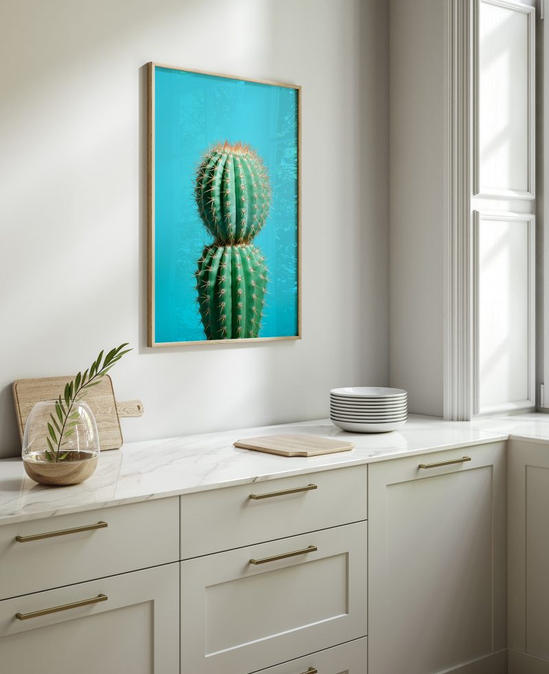 Cactus Blue 3 | Large Format Poster | Pastel Colors | Cactus Photography - Image 3