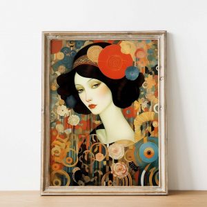 Captivating Aristocratic Lady Portrait in Gustav Klimt & Picasso style