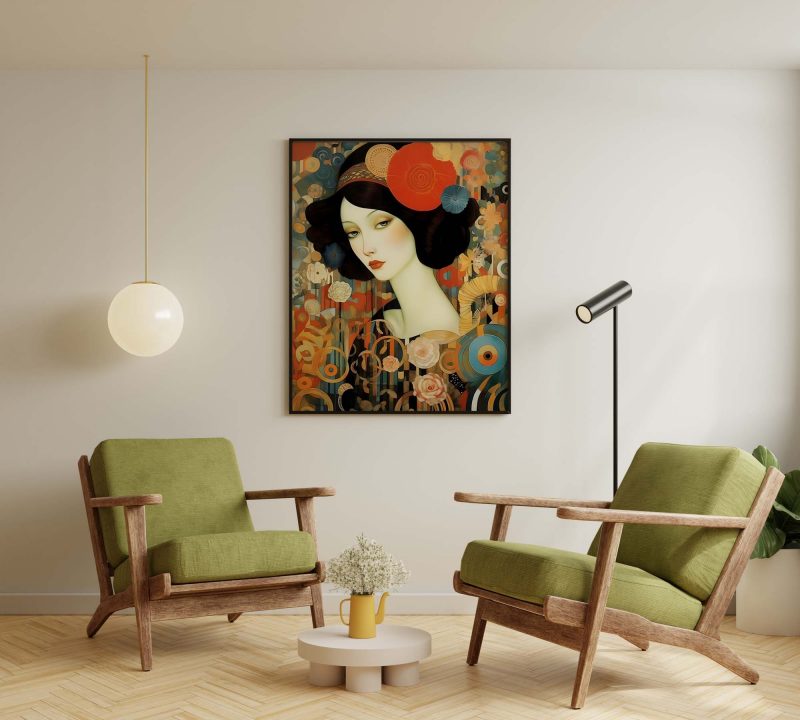 Captivating Aristocratic Lady Portrait in Gustav Klimt & Picasso style - Image 5