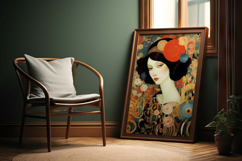 Captivating Aristocratic Lady Portrait in Gustav Klimt & Picasso style - Image 6