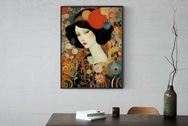 Captivating Aristocratic Lady Portrait in Gustav Klimt & Picasso style - Image 7