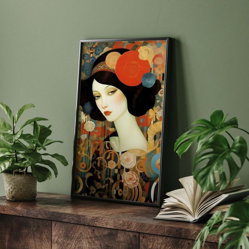 Captivating Aristocratic Lady Portrait in Gustav Klimt & Picasso style - Image 8