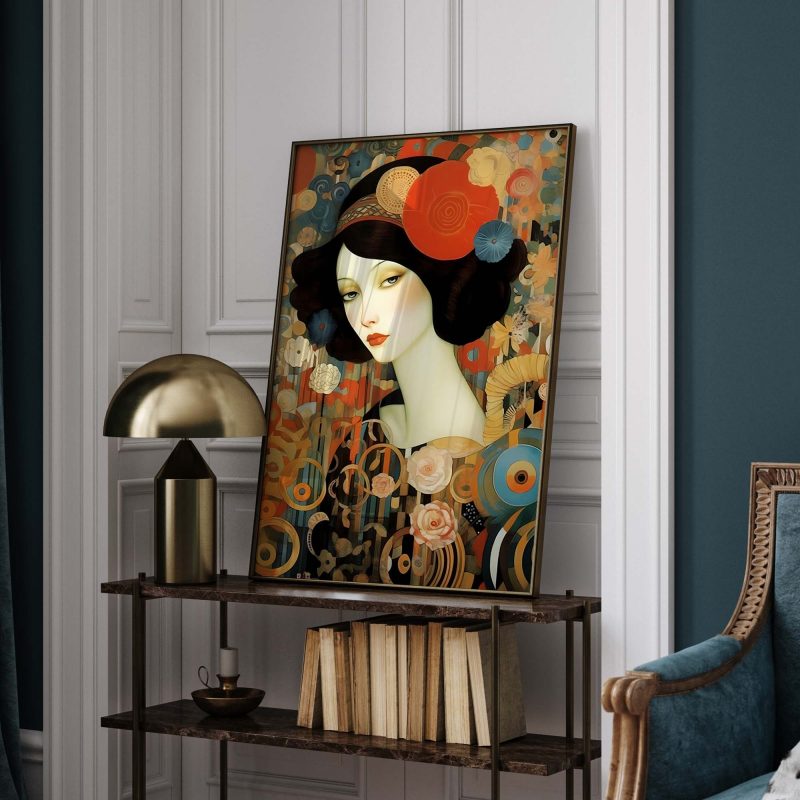 Captivating Aristocratic Lady Portrait in Gustav Klimt & Picasso style - Image 9