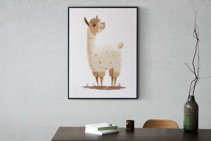 Cute Alpaca Boho Nursery Decor Poster