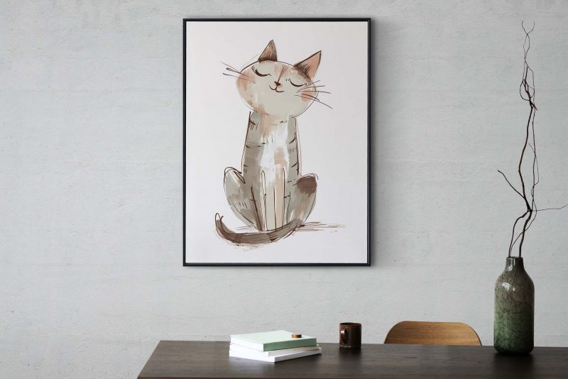Cute Cat Boho Nursery Decor Poster
