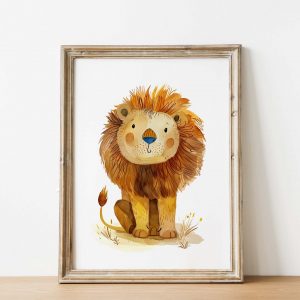 Cute Lion Boho Nursery Decor Poster