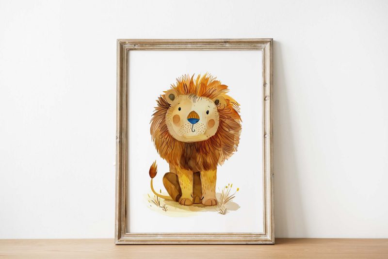 Cute Lion Boho Nursery Decor Poster